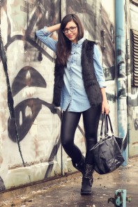 Fellweste | material mix | Style my Fashion