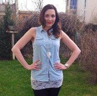 helle, ärmellose Jeansbluse