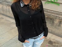 Bluse mit Pailettenkragen | Boyfriend Jeans | Style my Fashion