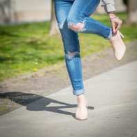 White and ripped denim
