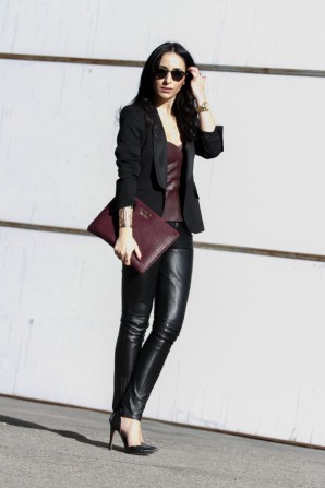 Burgundy Leather Bustier